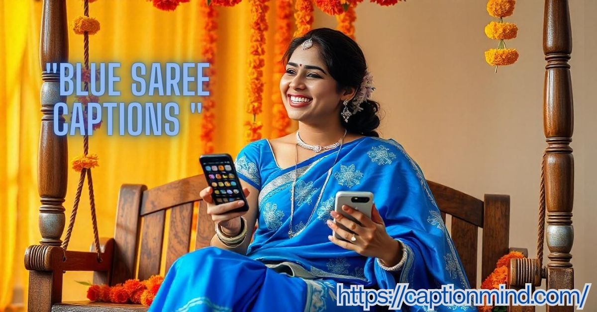 Blue Saree Captions : With Emoji For Instagram