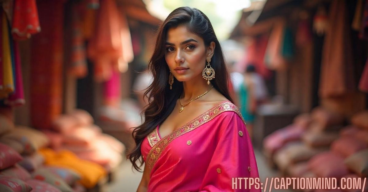 Pink Saree Captions for Instagram:ready to slay the day